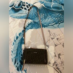 NWOT Calvin Klein brown monogram crossbody bag